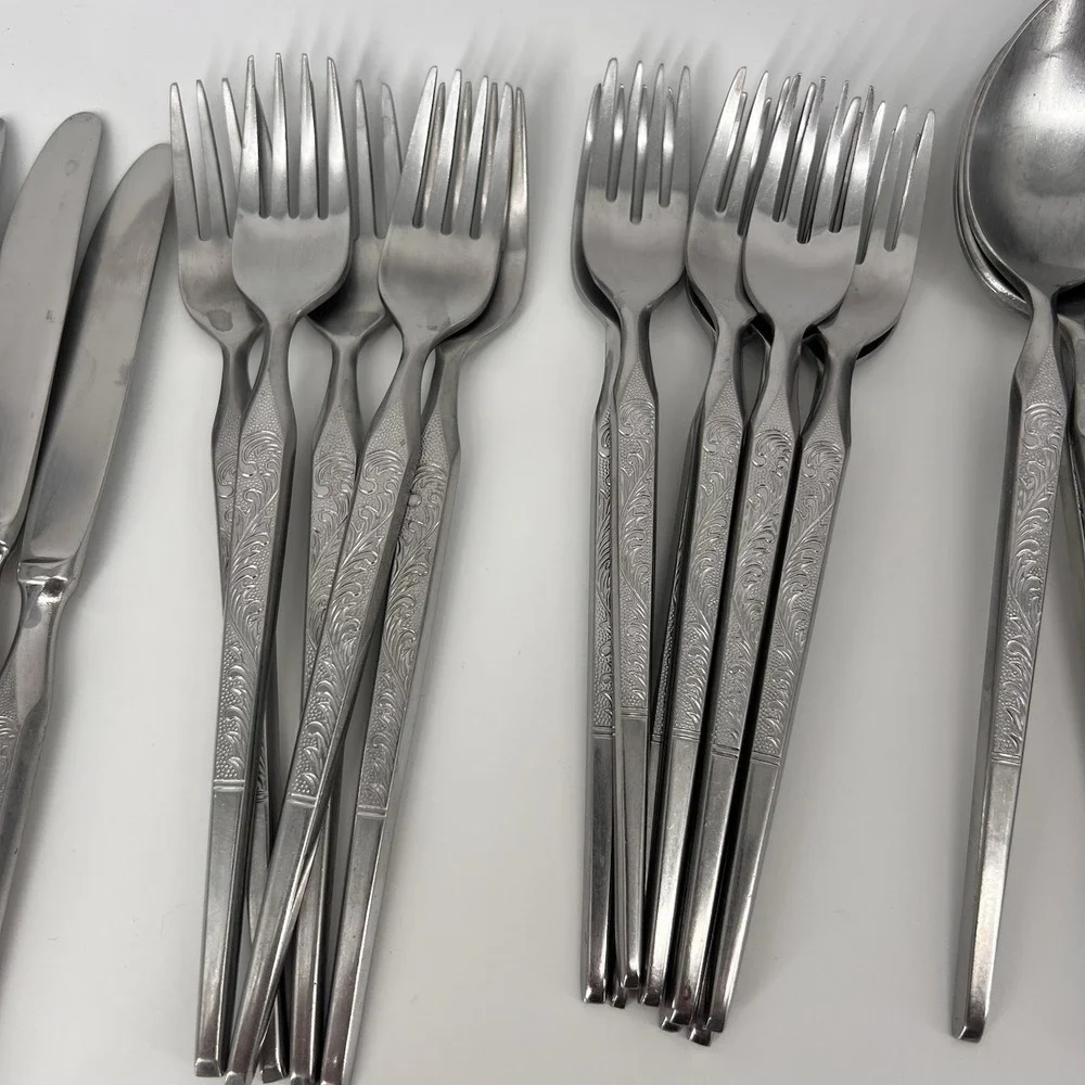 63 Piece WINTHROP W.M. Dalton Stainless Japan Flatware Including Serving Pieces